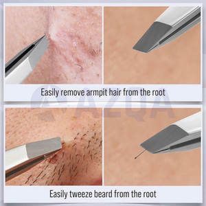 Pinzas de acero inoxidable al por mayor con punta inclinada para cejas, herramienta de precisión para depilación y modelado de cejas - Product Image 6