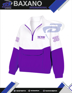 Sweat-shirt à demi-zip NCV Sorority pour femme, violet et blanc, avec poches, coupe classique, collection automne - Product Image 5