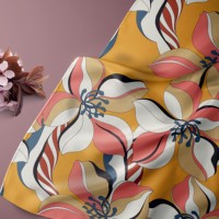Tissu en popeline de coton imprimé numérique à grandes fleurs, poids moyen, collection 2026, idéal pour robes, vêtements et sacs pour femmes