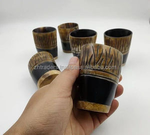 Top-mise à niveau modèle corne de buffle verre Viking corne à boire tasse Agate bas prix bière Animal haute qualité laiton jante artisanat naturel - Product Image 3