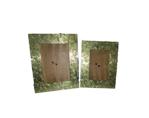 Rectangle Metal Photo <b>Frame</b> with Embossed Floral Pattern Gold Finish Durable Design - Product Image 1