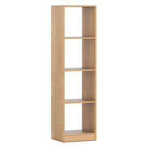 Libreria a 5 Ripiani in Quercia, Salvaspazio, Stretta, con 4 Cubi e Scaffali Aperti per Soggiorno e Studio, Finitura Naturale - Product Image 3