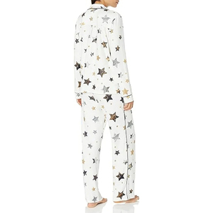 Ensembles de pyjamas thermiques pour femmes en velours 100 % coton, vêtements de nuit doux à manches longues, service OEM avec logo personnalisé - Product Image 2