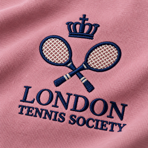 Camiseta de Manga Corta con Cuello Redondo Rosa para Mujer con Logotipo del London Tennis Society, Corte Holgado Informal, 100% Algodón Jersey, Primavera Verano - Product Image 4