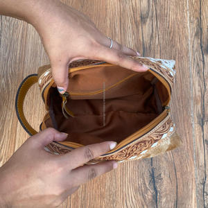 Premium Quality <b>Tooled</b> <b>Leather</b> Toiletry Organizer Shaving Kit Men Women Travel Dopp Wash Kit Genuine Cowhide <b>Leather</b> Makeup Bags - Product Image 6