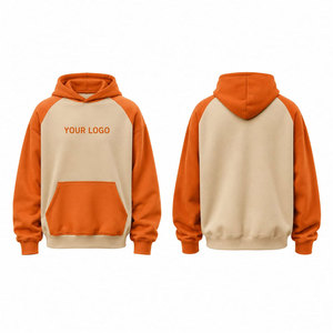 Sudadera con Capucha y Mangas Raglán en Color Beige Anaranjado, con Bolsillo Frontal, Impresión por Transferencia de Calor, Logotipo Personalizado, Corte Regular, Estilo Casual - Product Image 1
