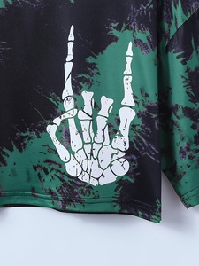 Camiseta Corta de Mujer con Estampado de Calavera Tie Dye, Corte Holgado, Manga Corta, Cuello Redondo, Estilo Gótico, para Verano - Product Image 5