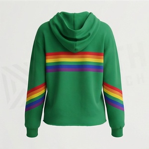 เสื้อครอปฮู้ดดี้ผู้หญิง แขนยาว มีฮู้ด ผ้าฝ้ายนุ่ม ทรงหลวม สวมใส่สบาย สีสันปรับแต่งได้ - Product Image 2