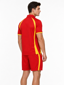 Ensemble de polos pour hommes à imprimé squelette rouge et jaune, séchage rapide, tenue sportive d'été avec logo sur le devant, ensembles de polos pour hommes en vente - Product Image 4