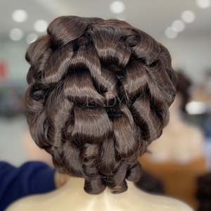 Perruque brune rebondissante de haute qualité en cheveux naturels bruts, avec fermeture frontale, brun clair, 100 % cheveux humains vietnamiens - Product Image 5