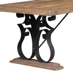 Michigan French Iron Dining <b>Table</b>, Handmade Metal Black Dining <b>Table</b> With Mango Wood Rectangular Top Dining <b>Table</b>, <b>Space</b> <b>Save</b> - Product Image 4