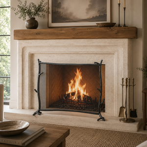 Protector de Chimenea Metálico con Diseño de Ramas de Bosque, Malla Curva, Resistente al Calor, Independiente - Product Image 1