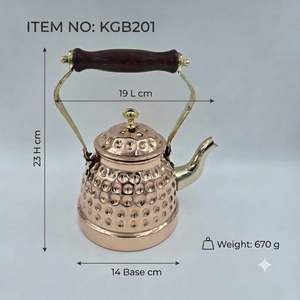 Bouilloire à thé en cuivre pur avec poignée en bois, artisanale, écologique, compatible gaz et induction, pour servir le thé et le café, décoration de cuisine et de maison - Product Image 5
