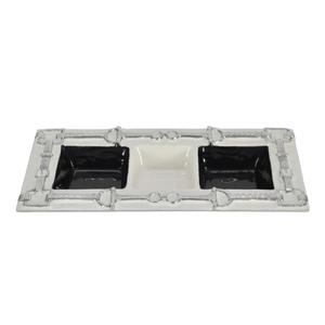 White <b>Black</b> Enamel 3 Compartment <b>Trays</b> Snacks Cookie <b>Tray</b> & Dish For Serving Decorative <b>Trays</b> For Guests Room Tabletop - Product Image 6