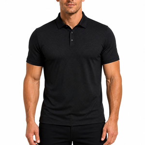 Export Quality Black Polo Shirt <b>Classic</b> Style Soft Cotton Fabric Breathable Comfortable Short Sleeve Daily Outfit - Product Image 1