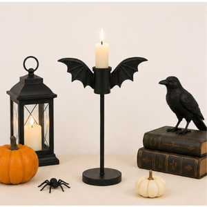 Hot Sale Metal Halloween Bat Candlestick Holder Matte Black <b>Gothic</b> Table Centerpiece for Spooky Party Home Decor <b>Candle</b> Stand - Product Image 2