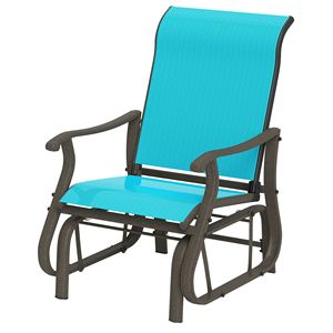 Comoda Sedia a Dondolo da Giardino con Seduta in Rete Blu e Telaio in Acciaio per Cortile, Giardino e Veranda - Product Image 1