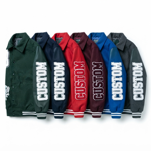 Chaqueta Universitaria Personalizada de Lana Marrón con Mangas de Cuero, Unisex, Estilo Vintage, Parches Bordados, Chaqueta de Béisbol para Invierno - Product Image 4