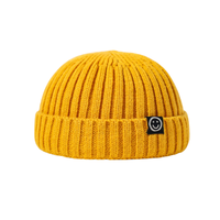 Casquette Docker Vintage Unisexe en Denim Tricoté Côtelé, Bonnet Court, Étiquette Personnalisée, Idéal pour Fêtes et Cyclisme, Ajustement Réglable, Couleurs Personnalisables, Style Décontracté