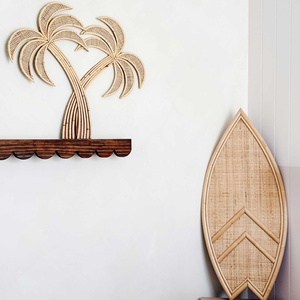 Natural <b>wall</b> <b>decor</b> boho rattan decals for bedroom living room cheap price hand-crafted palm art - Product Image 3