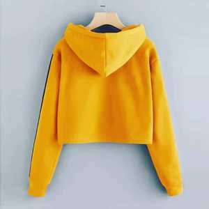 Sudadera corta con capucha para mujer, estilo athleisure, de algodón, personalizada, extragrande, con forro polar en la parte delantera, de manga larga, ecológica. - Product Image 2