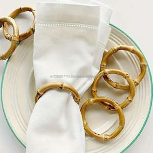 Rond de serviette en bois de qualité supérieure pour la décoration de table à manger à la maison événements de ferme rustiques vacances anniversaires anniversaires - Product Image 4