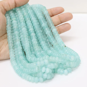 Perles de chalcédoine naturelle AAA, forme ronde lisse, 15 pouces, 7-8 mm, perles de chalcédoine lisses, pierres précieuses, bijoux artisanaux - Product Image 4