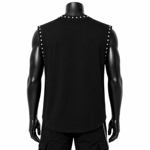 Débardeur graphique noir personnalisé Glory, 100% coton, tissu doux, nouveau design tendance, sans manches, pour homme et femme. - Product Image 6