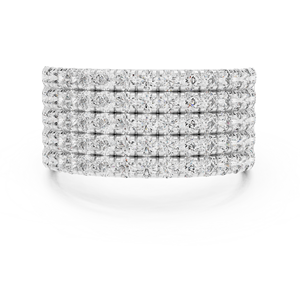 Bague de luxe en diamant rond cultivé en laboratoire, sertie en or blanc 18 carats, demi-alliance, pour fiançailles, fêtes, mariages, usage quotidien et bureau. - Product Image 4