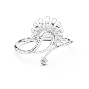 Anillos de oro macizo de 14k para mujer con diseño minimalista de cola de pavo real y diamantes de corte redondo, ideales para regalo, compromiso, aniversario, boda. - Product Image 6