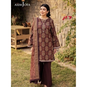 Colección de Verano Asim Jofa, Conjunto Premium de 3 Piezas con Dupatta, Pantalón de Cambray Teñido, Vestidos Salwar Kameez Pakistaníes e Indios - Product Image 1