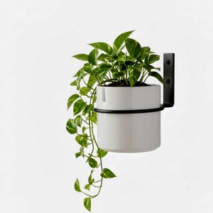 Pots de fleurs modernes en fer, revêtement poudré blanc, ronds, résistants à la rouille, légers, grands, pour jardin intérieur/extérieur - Product Image 3