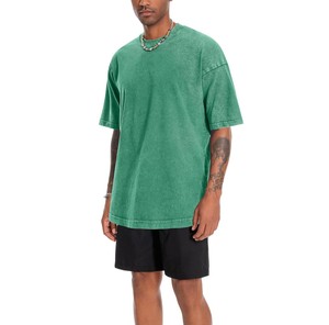 T-shirt vert délavé en coton 100 % pour homme, coupe oversize, manches courtes, col rond, style streetwear, couleur unie, OEM ODM, le plus vendu - Product Image 3