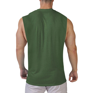 Débardeur Vert Sans Manches Col Rond Tricoté Respirant Décontracté pour Homme Grande Taille 220g - Product Image 3
