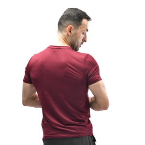 <b>Men's</b> Custom <b>Burgundy</b> Athletic Performance T-<b>Shirt</b> Lightweight Breathable Stretch Quick Dry Training Gym Sports Tee OEM wear - Product Image 2