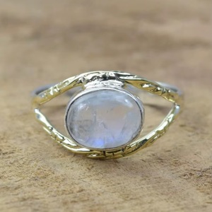 Wholesale 925 Sterling Silver Rainbow Moonstone <b>Ring</b> Handmade Natural Gemstone June Birthstone Bohemian <b>Statement</b> <b>Ring</b> - Product Image 6
