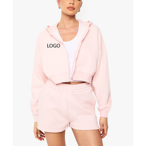Sweat-shirt court à manches longues pour femme en coton, avec impression en relief, uniforme de tennis, logo brodé et imprimé OEM, grande taille, vente en gros - Product Image 1