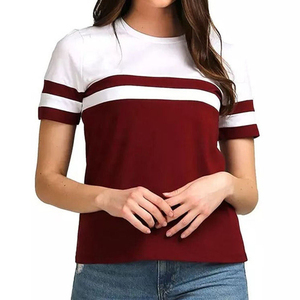 T-shirt décontracté pour femme à col rond, coupe ajustée, imprimé écossais unique, manches courtes, écologique, vente en gros - Product Image 1