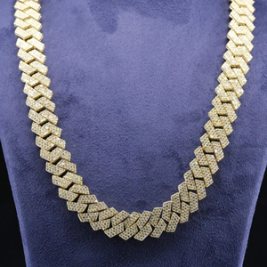 Chaîne cubaine personnalisée de haute qualité 16 mm, entièrement sertie de moissanite D VVS, en argent sterling 925 plaqué or rhodié, style hip-hop - Product Image 1