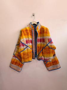 Lot en gros de vestes Kantha artisanales assorties, vintage, réversibles, style bohème, coupe courte Kiara - Product Image 5