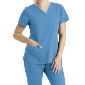Nuevos conjuntos de uniformes médicos unisex de mezcla de algodón elástico tejido de manga corta para enfermería y hospital de Fort Worth International Needle - Product Image 1