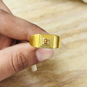 New Arrival Geometric <b>Tiger</b> <b>Eye</b> <b>Ring</b> Minimalist Brass <b>Rings</b> For Men 18k Gold Plated Square Signet Jewelry For Wholesale/OEM/ODM - Product Image 3