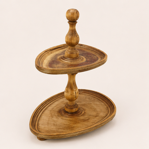 Handcrafted 2 Tier Wooden <b>Cake</b> <b>Stand</b> & Cupcake Display Mango Wood Tiered Serving Tray for Wedding Birthday Parties - Product Image 2