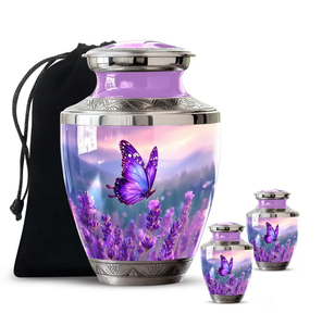 Blue Floral Aluminum Cremation Urn <b>Keepsake</b> Casket <b>for</b> Adult <b>Ashes</b> Custom Commemoration Memorial Decoration - Product Image 3