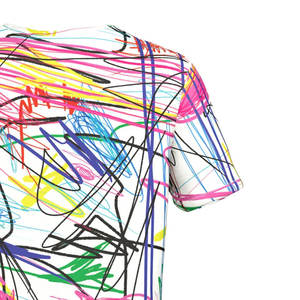 Men's Short Sleeve O-Neck T-Shirt With Hand-Painted <b>Abstract</b> Pattern Regular Fit Knitted Casual Style - Product Image 6