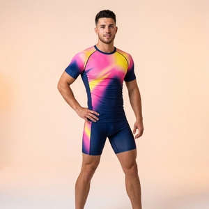 T-shirt de compression à manches courtes pour homme, imprimé personnalisé, ajusté, sportif, pour la gym, le fitness, la musculation, l'entraînement, couche de base athlétique - Product Image 5