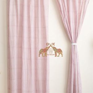 Rideau en tissu rayé imprimé à la main en coton, idéal pour la décoration des fenêtres et portes du salon et de la chambre – Vente chaude - Product Image 5