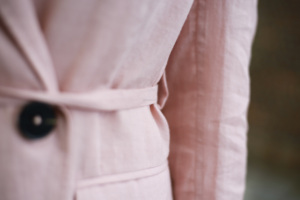 Élégance décontractée 100% vietnamien cultivé Ramie cravate vestes pour femmes motif à carreaux tissé coton remplissage rabat avant poches latérales - Product Image 4