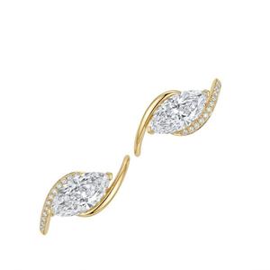 Bague de fiançailles en argent sterling 925 certifiée IGI, or blanc 14 carats, diamant de laboratoire taille marquise 1,50 ct, sertie en éclats orientaux-occidentaux - Product Image 3