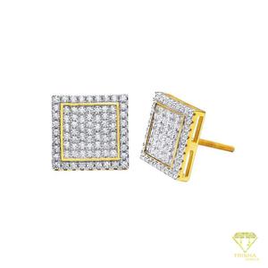 Square Cluster <b>Moissanite</b> Diamond Stud <b>Earrings</b> 925 Sterling Silver Gold Plated Iced Out Luxury Jewelry For Women - Product Image 2